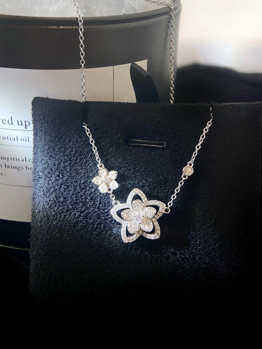 Sterling Floral Cubic Zirconia Necklace in White